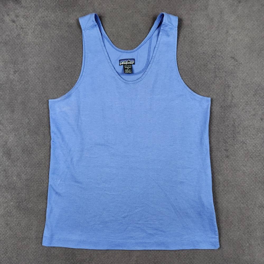 Vintage Patagonia Tank Top Womens Medium Blue Cotton Scoop Neck Sleeveless 90s
